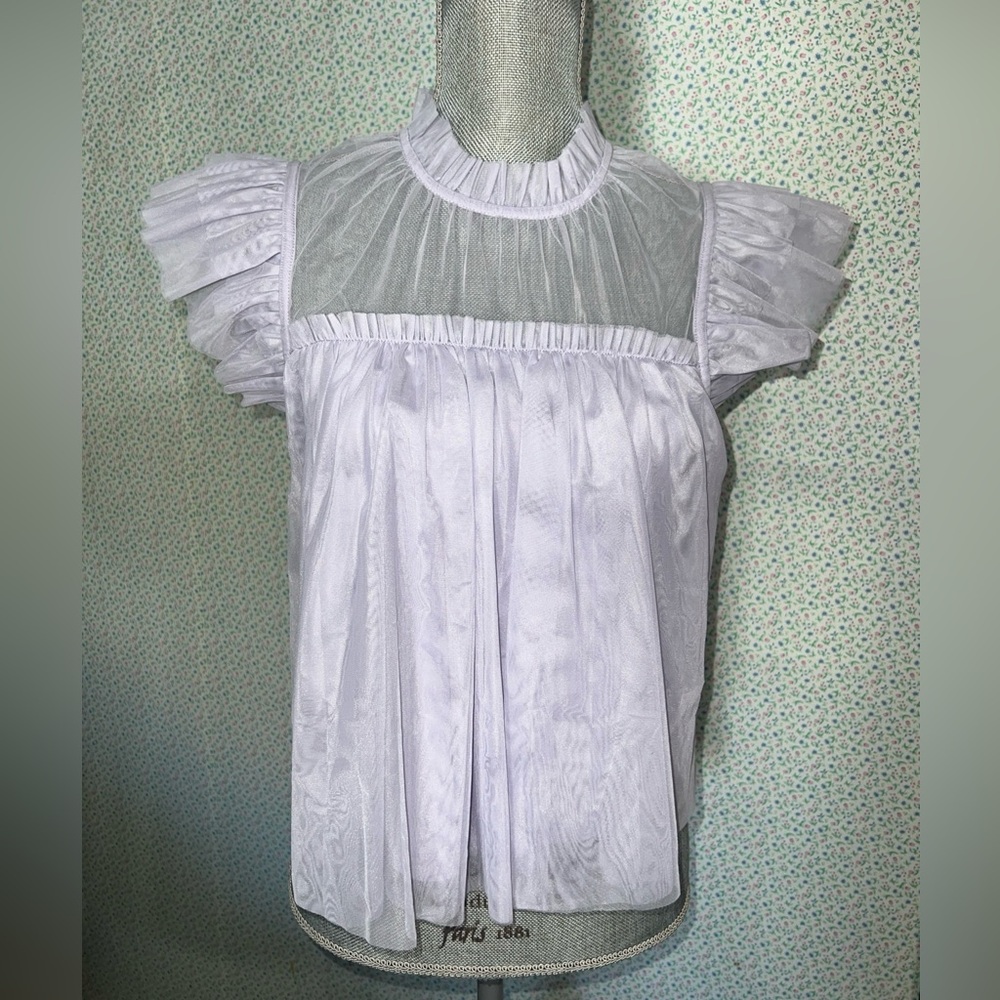 Joie Lavender Tulle Blouse Top Size Ruffle Sheer Purple Size XS NWT